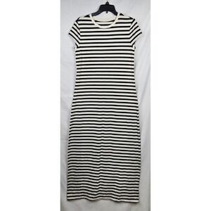 A New Day Womens Striped Short Sleeve Maxi Dress Black White Med Preppy Staple